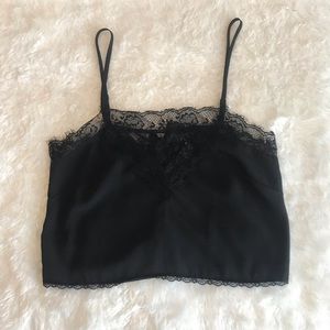 UO Pins and Needles Black Lace Crop Top